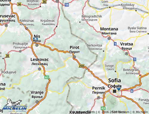Mapa MICHELIN Pirotski - ViaMichelin