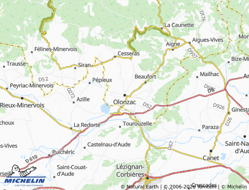 Mapa MICHELIN Olonzac - ViaMichelin