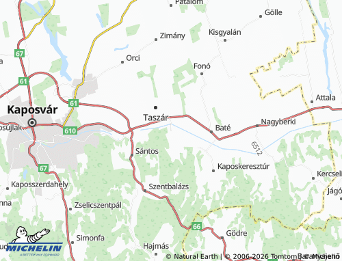 Mapa MICHELIN Kaposhomok - ViaMichelin