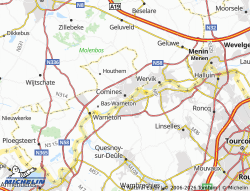 MICHELIN Comines map - ViaMichelin