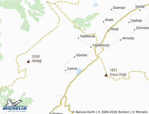 MICHELIN Gömbe map - ViaMichelin