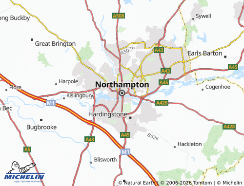 MICHELIN Northampton map - ViaMichelin