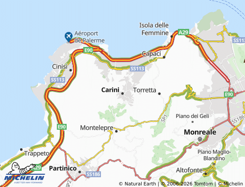 MICHELIN Carini map - ViaMichelin