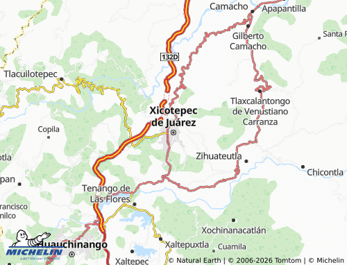 Carte MICHELIN Xicotepec de Juárez - ViaMichelin