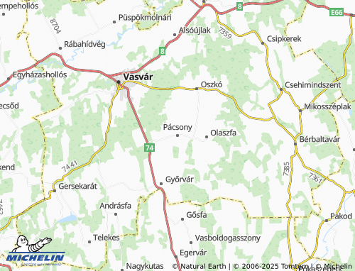 MICHELIN Pácsony map - ViaMichelin