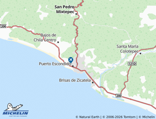 Mapa MICHELIN Las Flores, Puerto Escondido - ViaMichelin