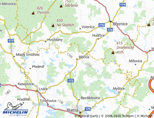Kaart MICHELIN Bělčice - ViaMichelin