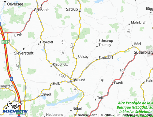 MICHELIN Uelsby map - ViaMichelin