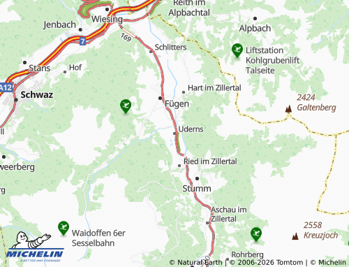 Mapa MICHELIN Uderns - ViaMichelin