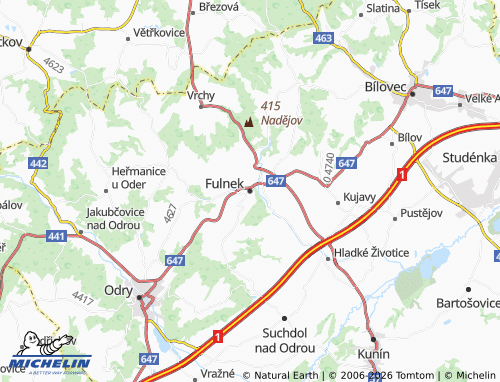 MICHELIN Fulnek map - ViaMichelin