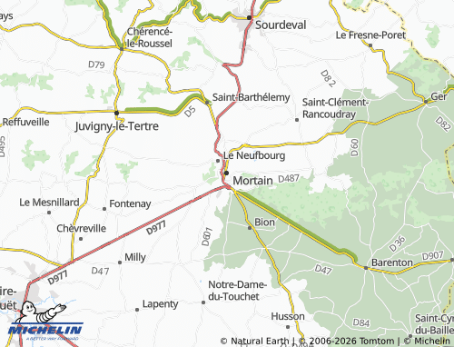 MICHELIN Mortain-Bocage map - ViaMichelin