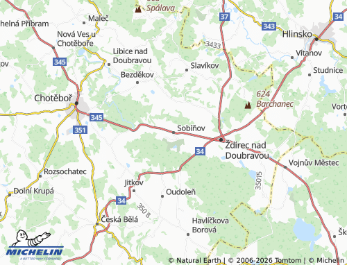 Mappa MICHELIN Sobíňov - ViaMichelin
