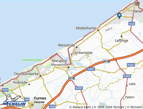MICHELIN Lombardsijde map - ViaMichelin