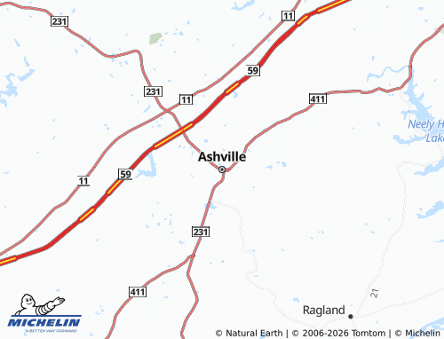 Mapa MICHELIN Ashville - ViaMichelin