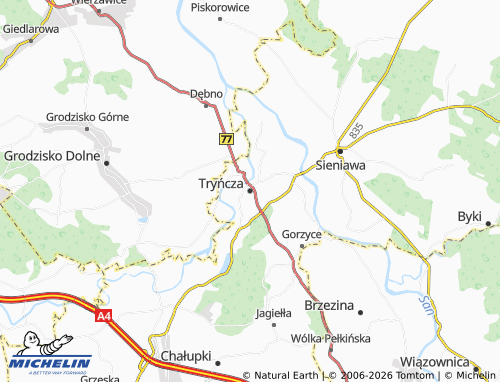 MICHELIN Tryńcza map - ViaMichelin