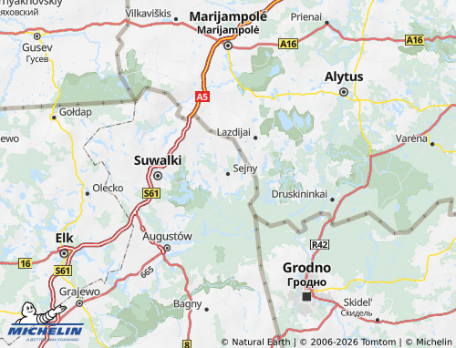 MICHELIN Sejneński map - ViaMichelin