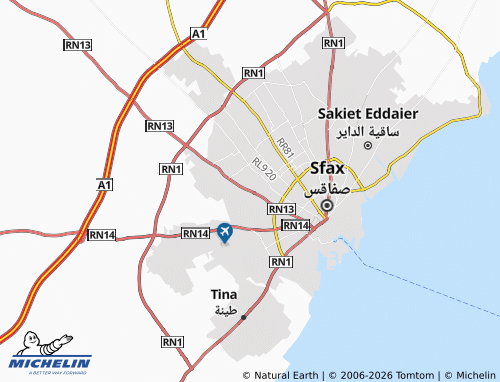 Carte MICHELIN Sfax Sud - ViaMichelin
