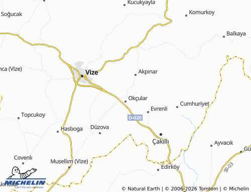 MICHELIN Okçular map - ViaMichelin