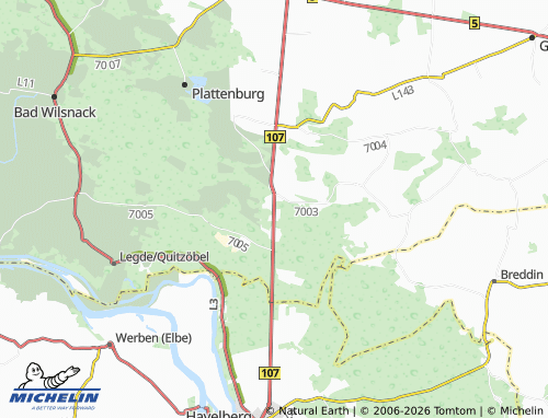 MICHELIN Glöwen map - ViaMichelin