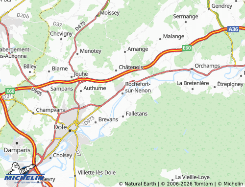 MICHELIN Rochefort-sur-Nenon map - ViaMichelin