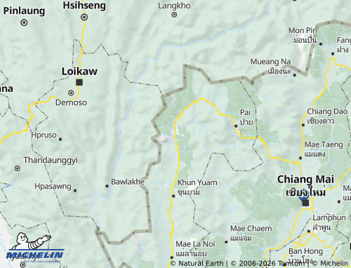 Kaart MICHELIN Changwat Mae Hong Son - ViaMichelin