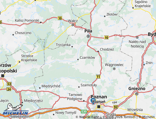 Kaart MICHELIN Czarnków (District) - ViaMichelin