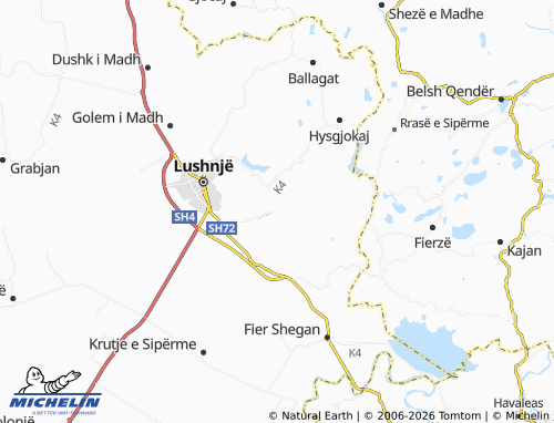 Mapa MICHELIN Karbunarë e Sipërme - ViaMichelin