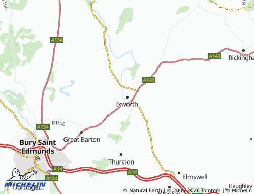 Carte MICHELIN Ixworth - ViaMichelin