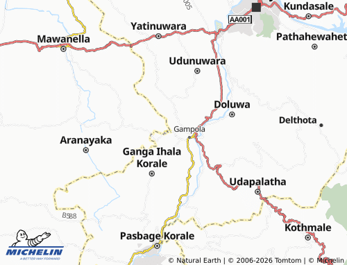 MICHELIN Sinhapitiya North map - ViaMichelin
