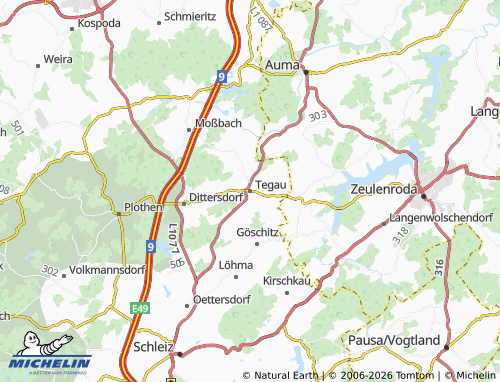MICHELIN Tegau map - ViaMichelin