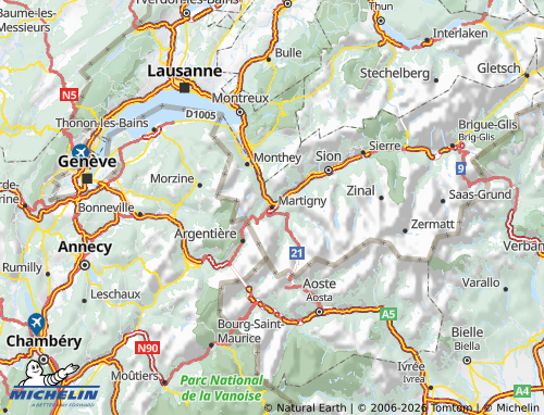 Mappa MICHELIN Martigny - ViaMichelin