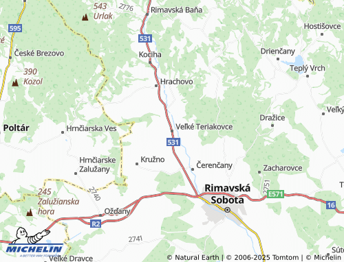 MICHELIN Veľké Teriakovce map - ViaMichelin