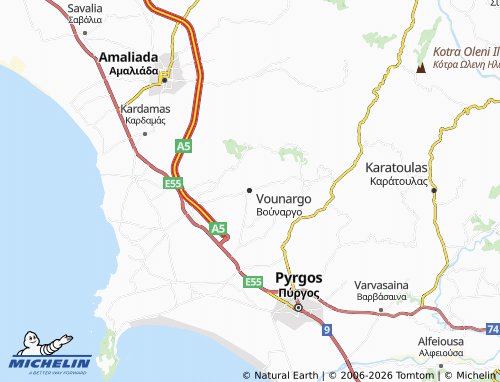 MICHELIN Vounargo map - ViaMichelin