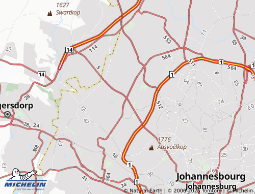 MICHELIN Sundowner Outlying map - ViaMichelin