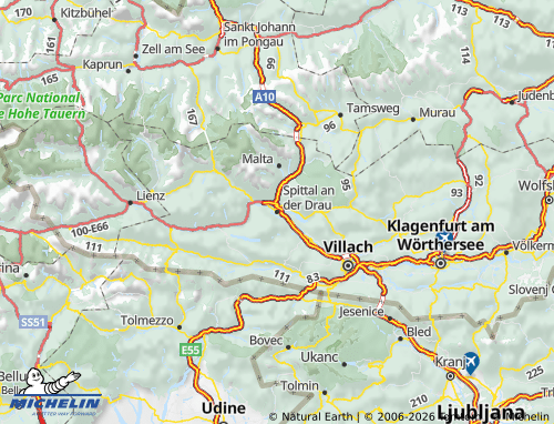 Mappa MICHELIN Spittal sulla Drava - ViaMichelin