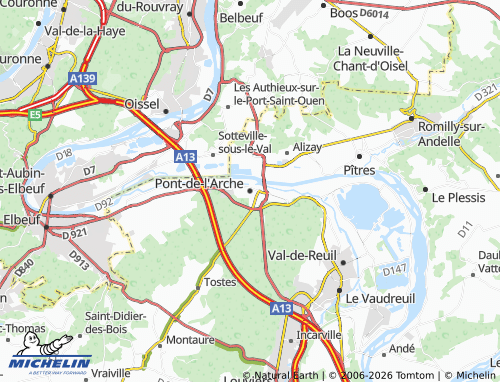 MICHELIN Pont-de-l'Arche map - ViaMichelin