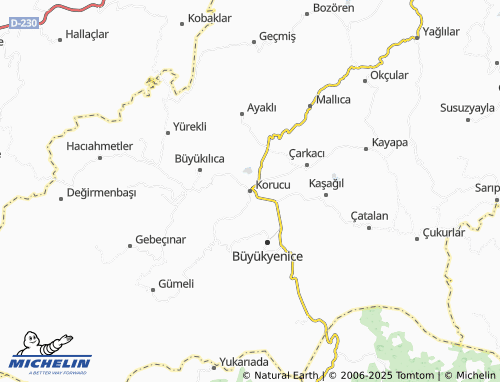 MICHELIN Korucu map - ViaMichelin