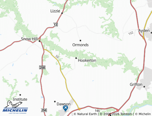 MICHELIN Hookerton map - ViaMichelin
