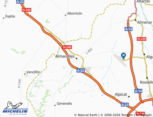 MICHELIN Almacelles map - ViaMichelin