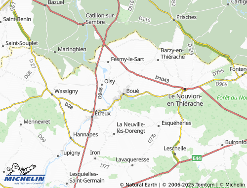 MICHELIN Boué map - ViaMichelin