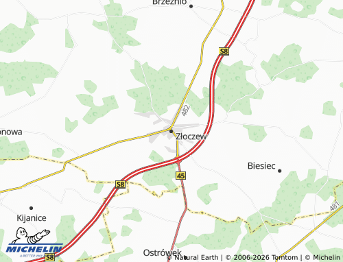 MICHELIN Złoczew map - ViaMichelin