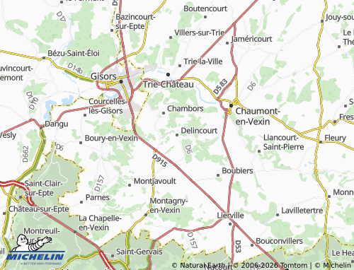 MICHELIN Delincourt map - ViaMichelin