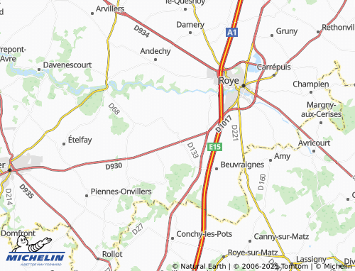 MICHELIN Dancourt-Popincourt map - ViaMichelin