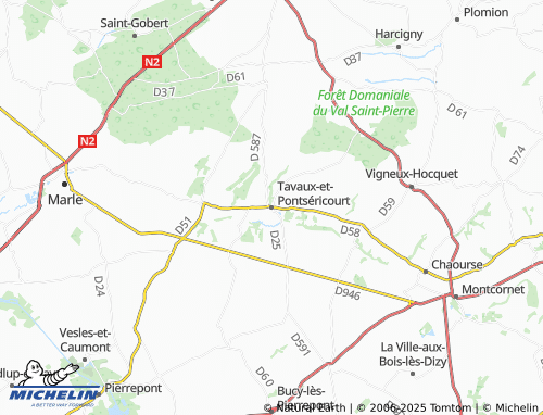 MICHELIN Tavaux-et-Pontséricourt map - ViaMichelin