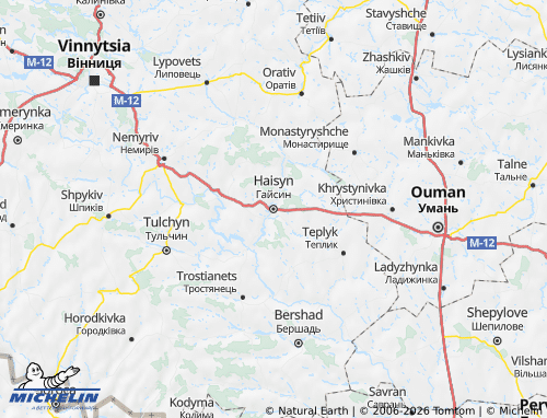 Mappa MICHELIN Haisynskyi raion - ViaMichelin