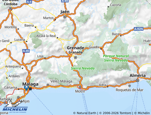 MICHELIN Granada map - ViaMichelin