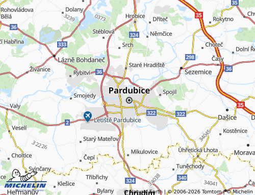 MICHELIN-Landkarte Pardubice I - ViaMichelin