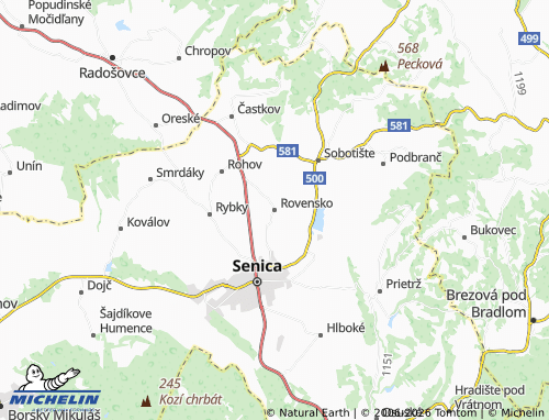 MICHELIN-Landkarte Rovensko - ViaMichelin