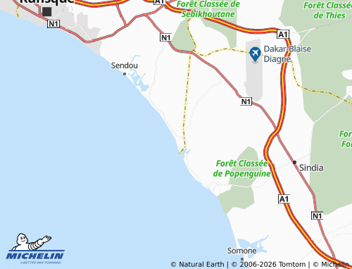 Carte MICHELIN Toubab Dialao - ViaMichelin
