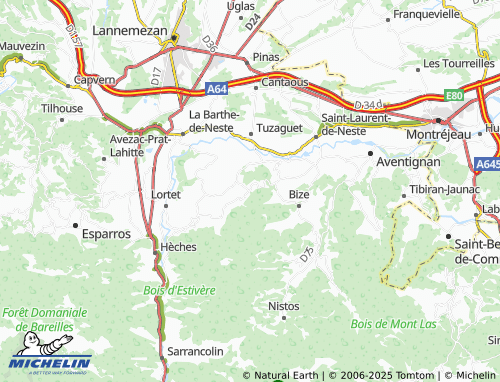 MICHELIN-Landkarte Montsérié - ViaMichelin